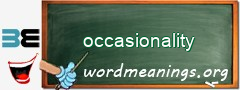 WordMeaning blackboard for occasionality